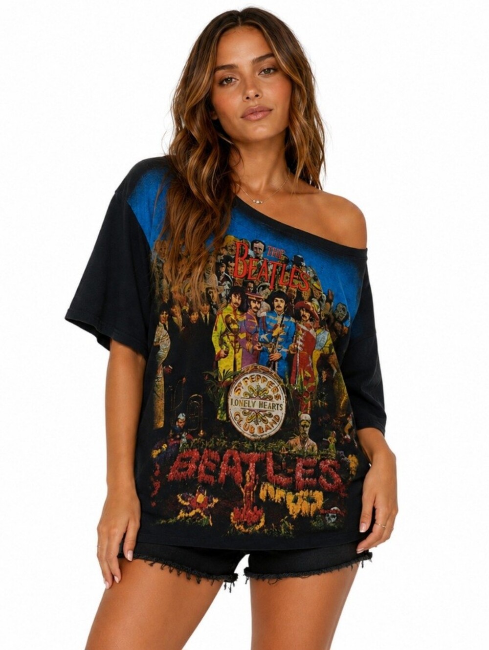Rare Find Liquid Blue Beatles Sgt Pepper Embroidered Logo Tee